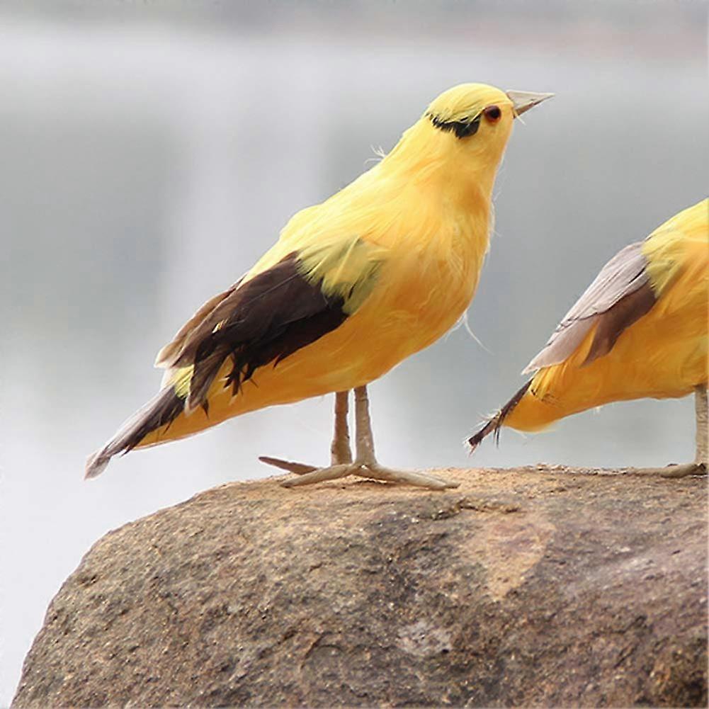 Artificial Yellow Pirol Bird Realistic Garden and Home Decoration Forest Style Design, Simulated Feather Bird for Indoor Green Decoration