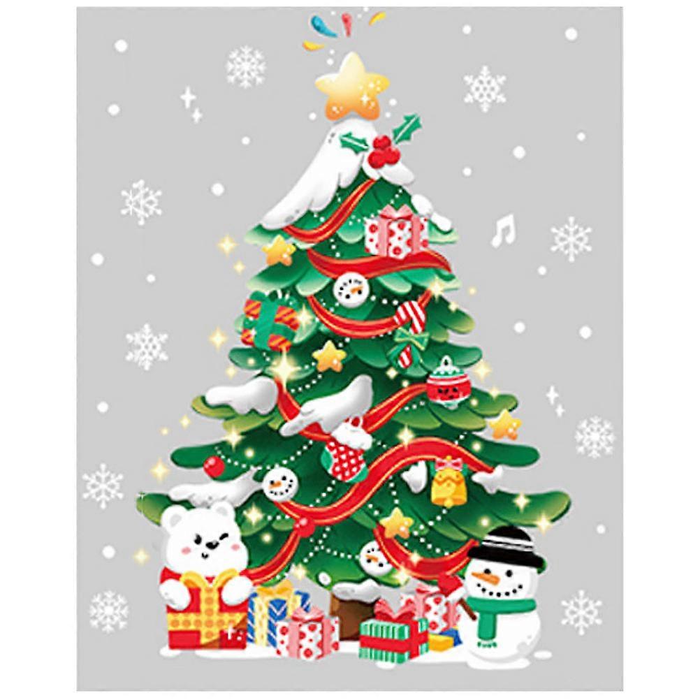Christmas Tree Wall Sticker PVC Window Decal Multi Function Cartoon Style Easy Application Festive Home Decoration Photo Props