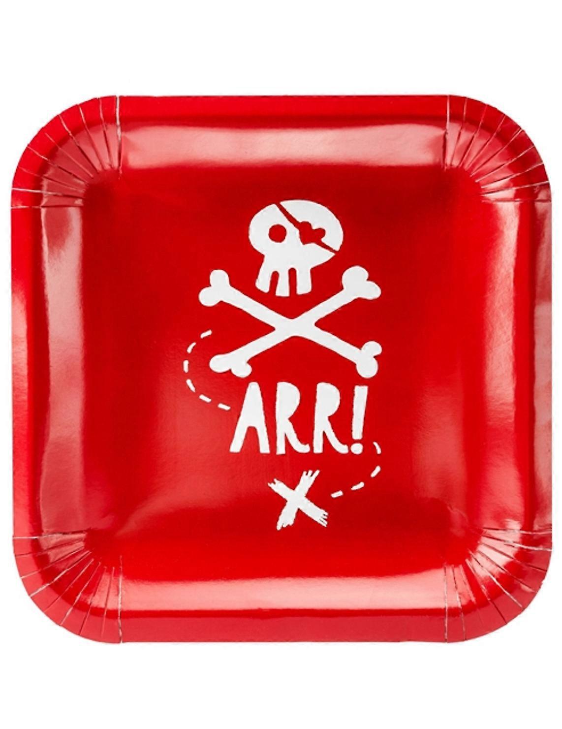 6 Red Pirate Party Paper Plates 20cm