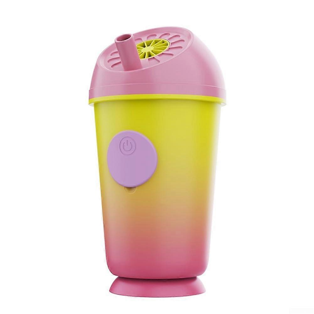 Milk Tea Cup With Built-In Spray Fan, Yellow And Pink Color Options