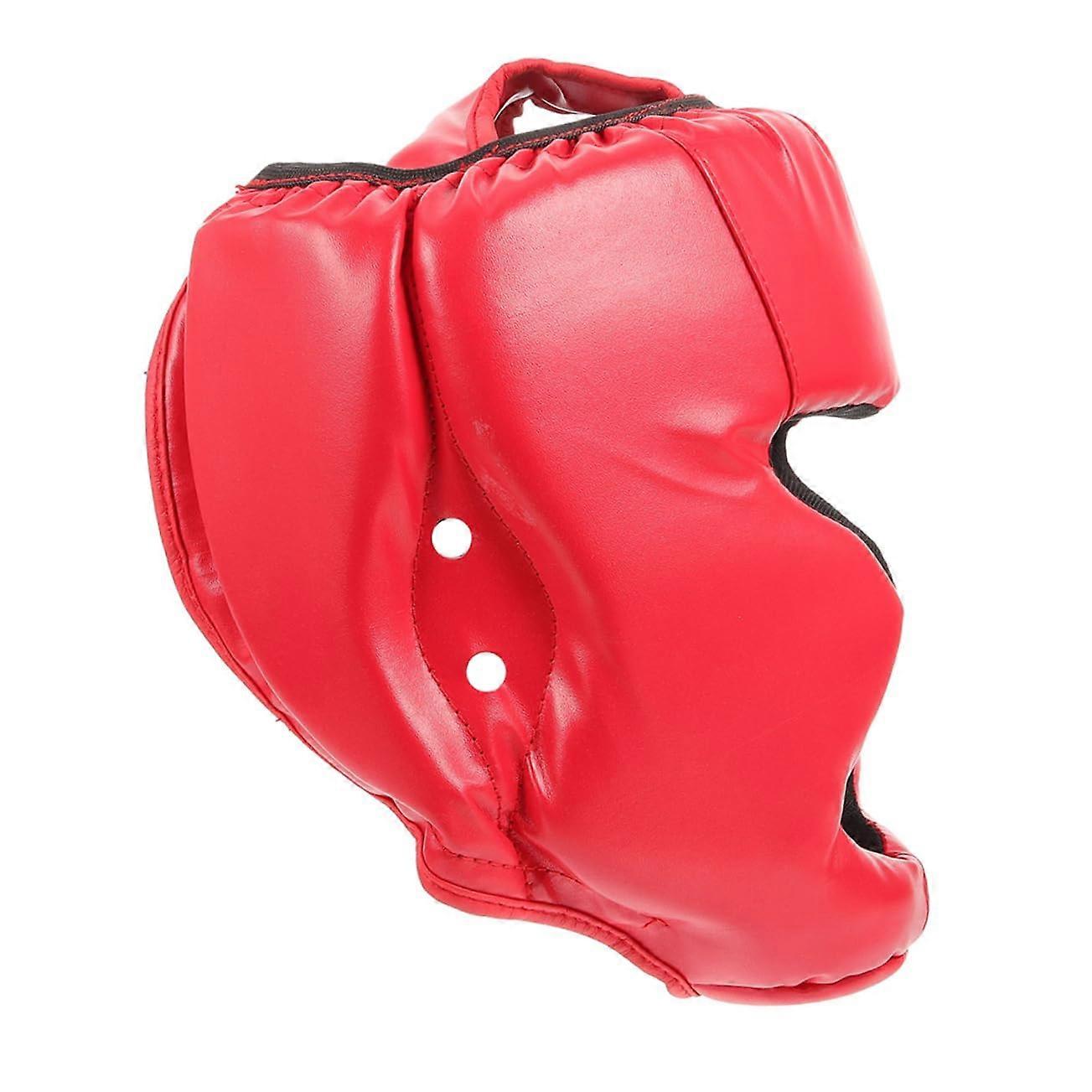 Taekwondo Head Protection Mask Face Mask for Children, Red Sponge Wrestling Headgear Helmet, Adjustable Size