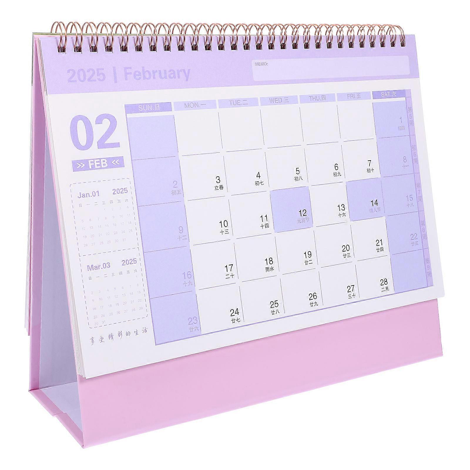 Desk Standing Calendar Small Desk Calendar For School Use Fresh Design Pink 25.00X21.00X8.00cm Tracking Important Dates 1Pack