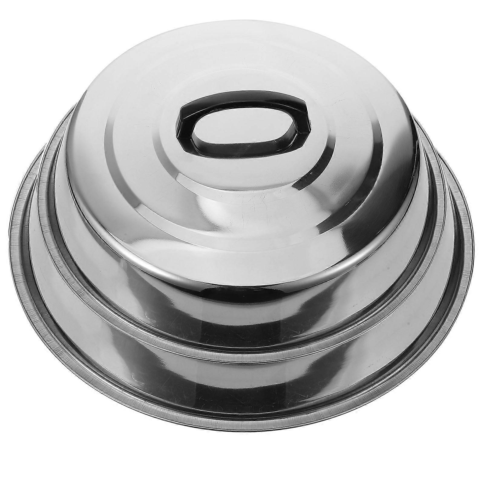 Griddle Cover Set of 2 Round Food Dome with Handle for Cooking Scalding Food Easy to Clean Convenient Lid for Griddle Tray