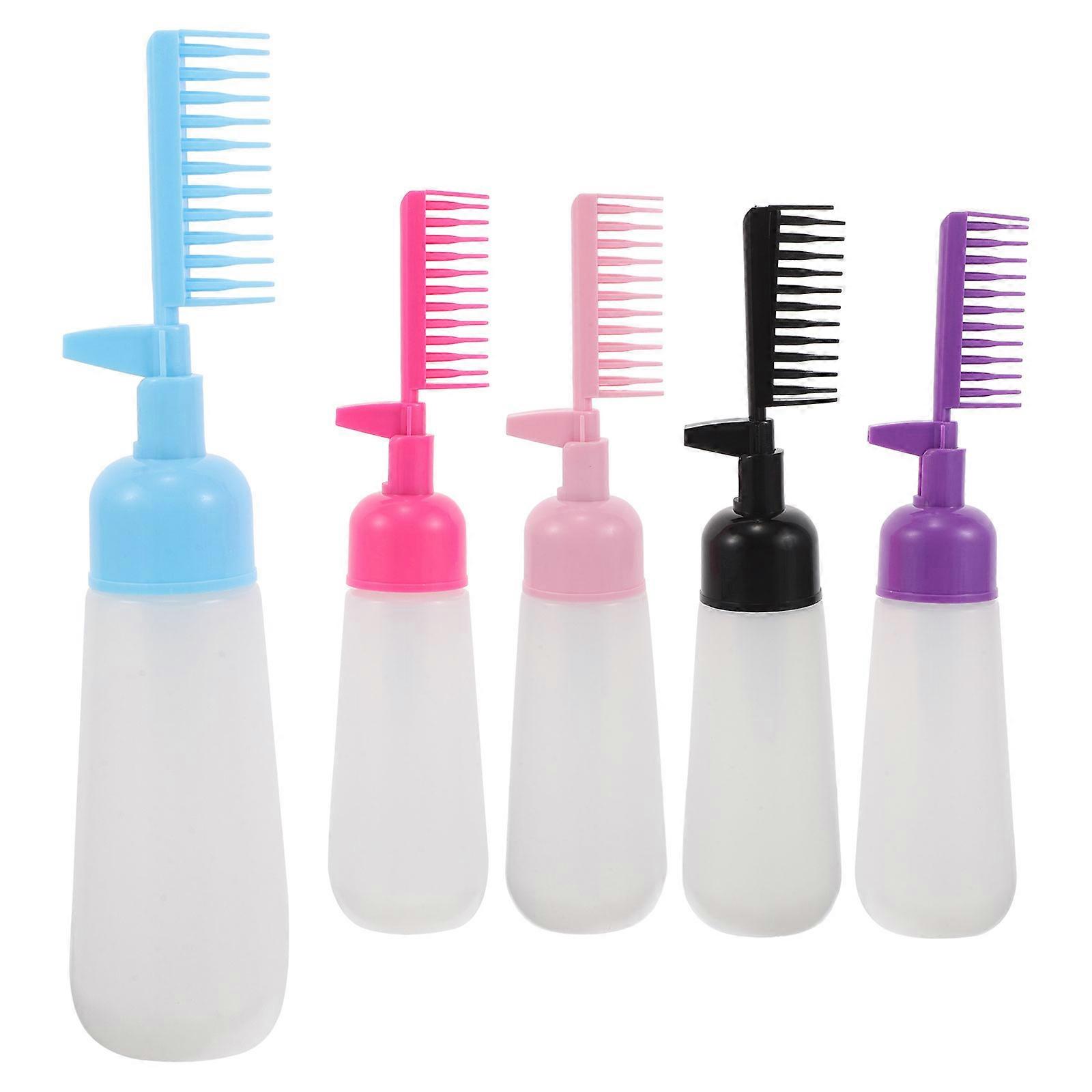 5pcs Hair Dye Applicator Bottles with Comb – Durable, Large Capacity Squeeze Bottles for Easy Hair Coloring and Oiling