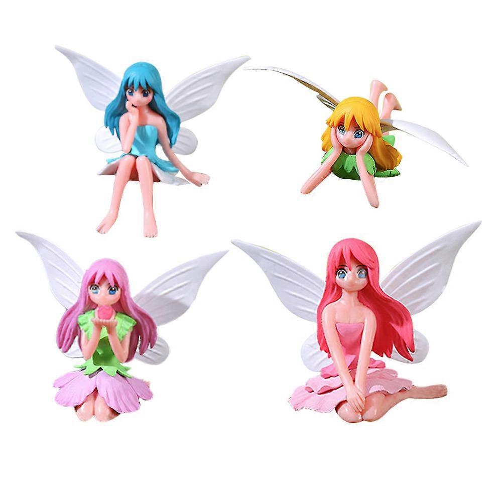 4pcs Mini Fairy Figurines Set   Small Garden Ornaments for Birthday Cakes, Bonsai, Desks & Windowsills   Portable, Fade Resistant Micro Decor with