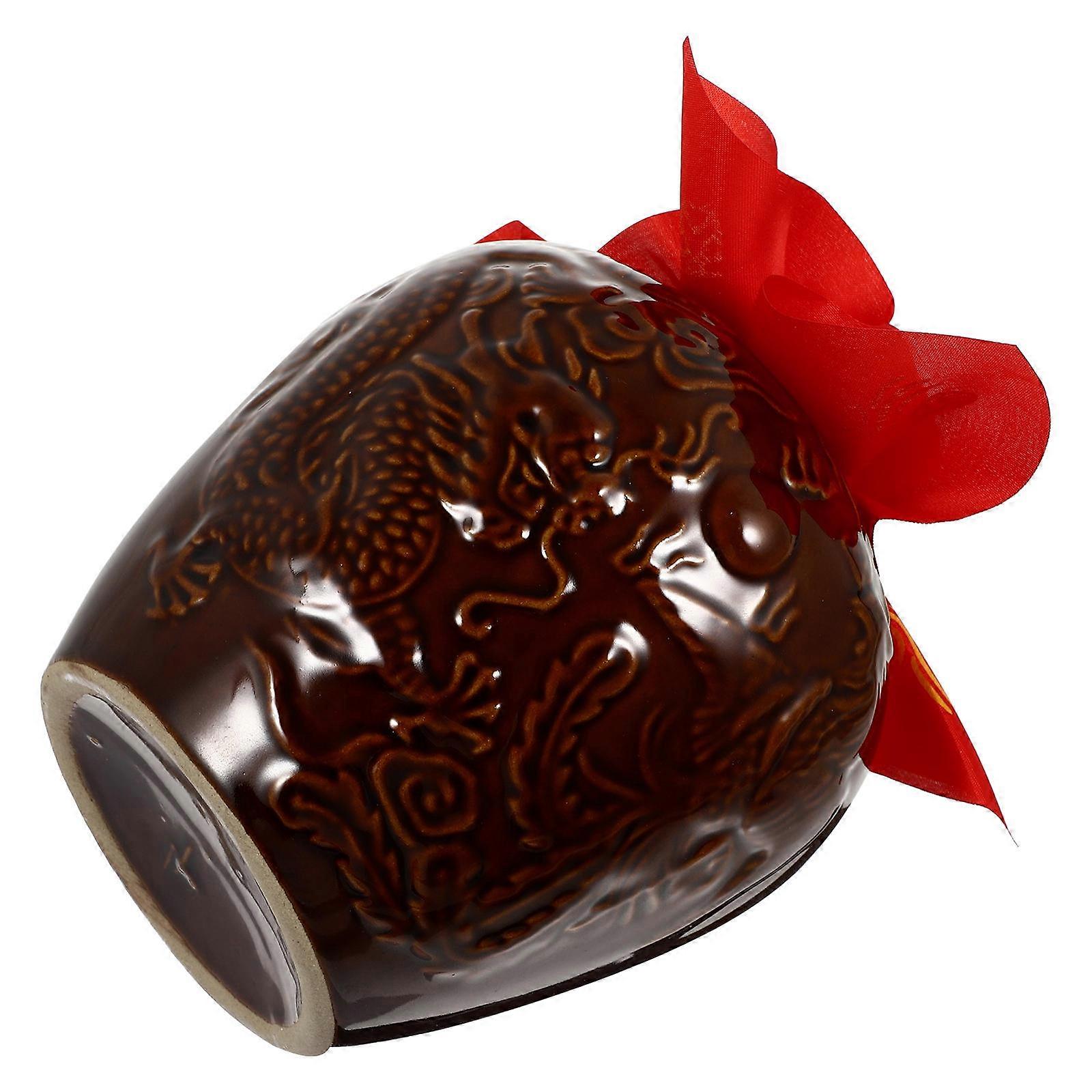 Rustic Canister Ceramic Bottle Home Use Simple and Elegant 17X12.5X12.5CM Airtight Storage 1Set