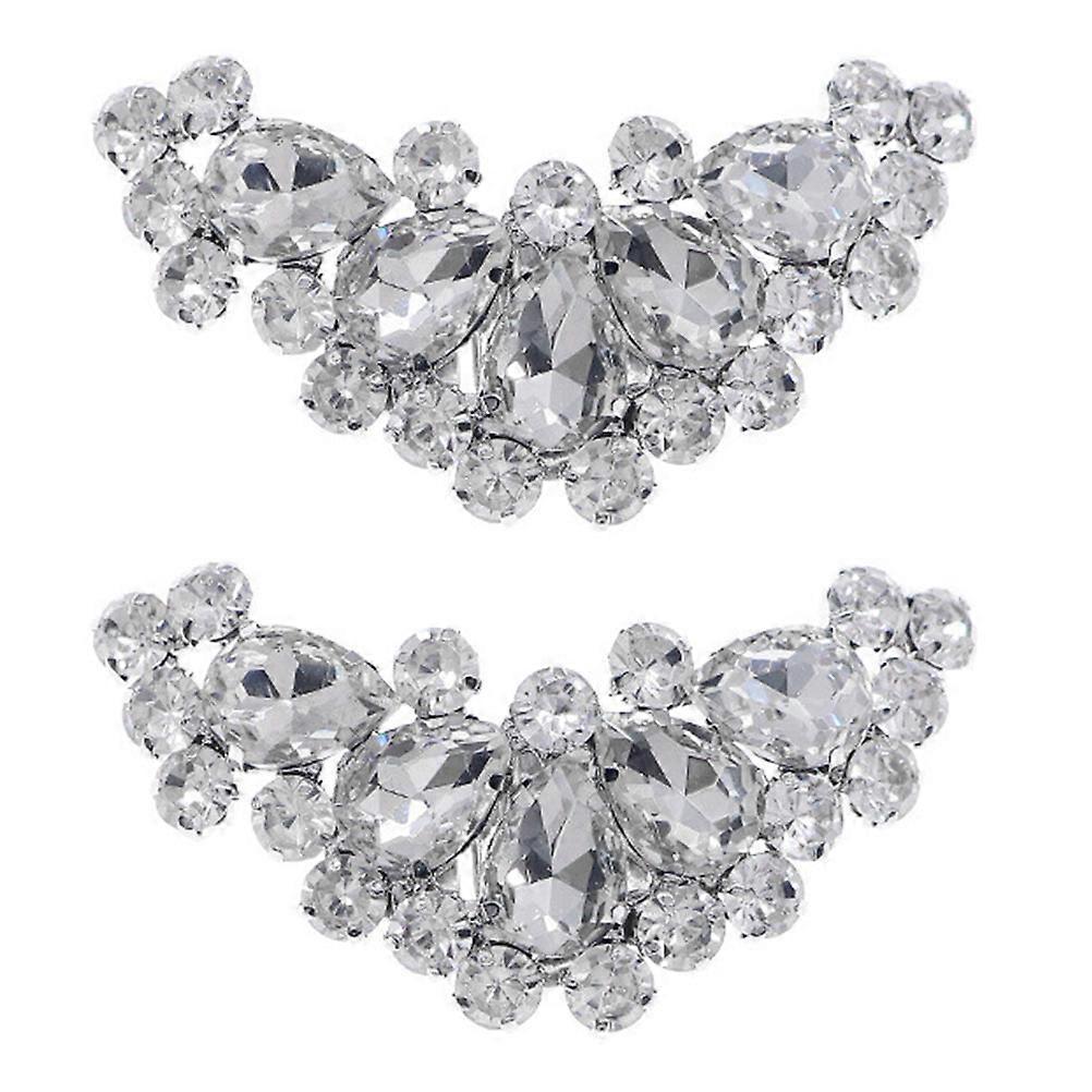 Crystal Shoe Clips with Rhinestone Flower Design for DIY Use Silver Color Elegant Bridal Shoe Decors
