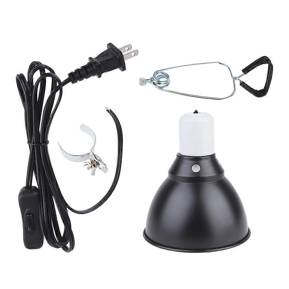 Reptile Fixture Lampshade Dome Lamp Fixture For Reptile Animals Box Indoor Pet Care Black Anti-Scald 1 Set