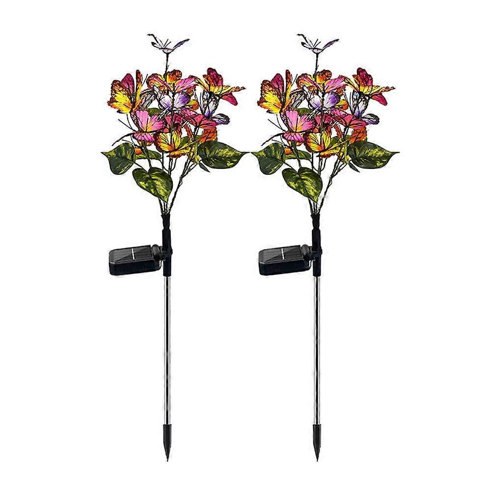Flower Solar Lights For Outside Yard Landscape Lights ABS Material Waterproof 2Pcs