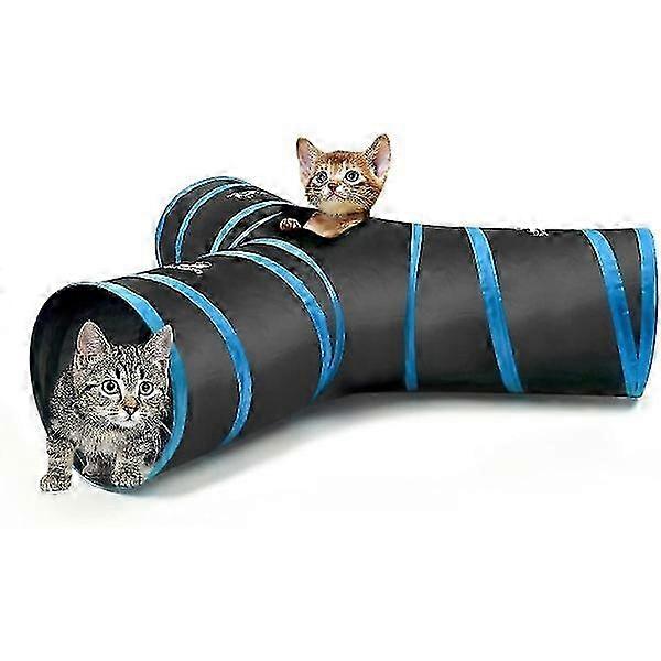 Interactive 3-Way Cat Tunnel Tube Play Tent with Balls and Bells for Cats and Kittens