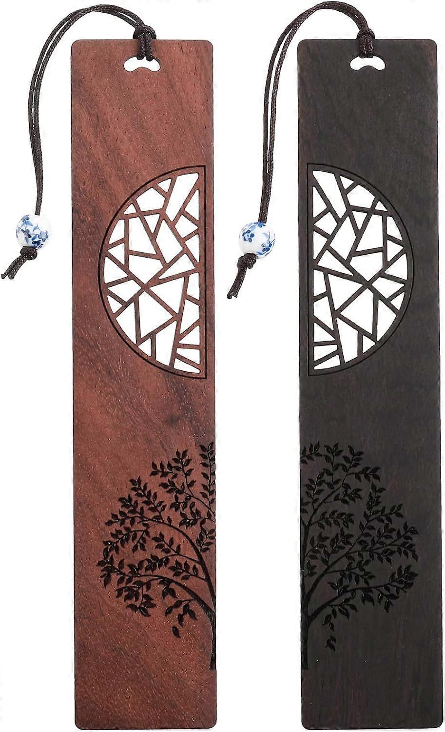 2 pieces of handmade wooden bookmarks natural hollow craft bookmarks