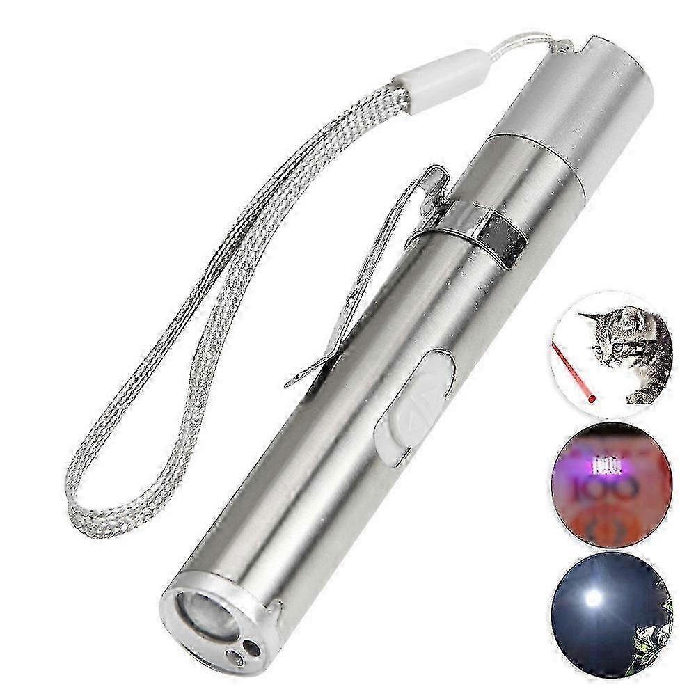 Laser Pointer, Usb Rechargeable, Red Laser Light 5 Switchable Modes, Blue Light And Flashlight, Inte