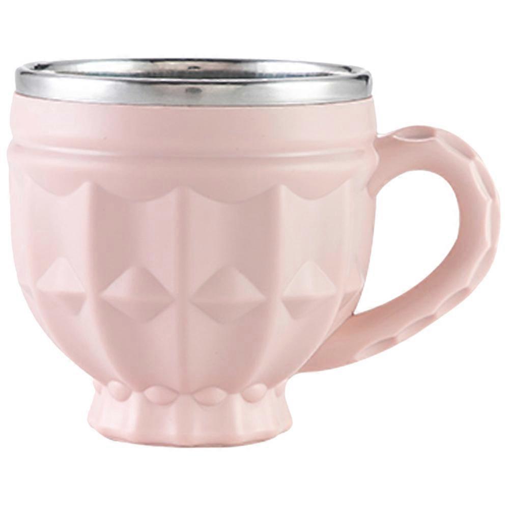 Stainless Steel Mug Double Layer Insulation Retro Cold Drinking Cup Household Beer Mug Pink 11x8.5cm Capacity About 200ml Non-Sweating 1Pack