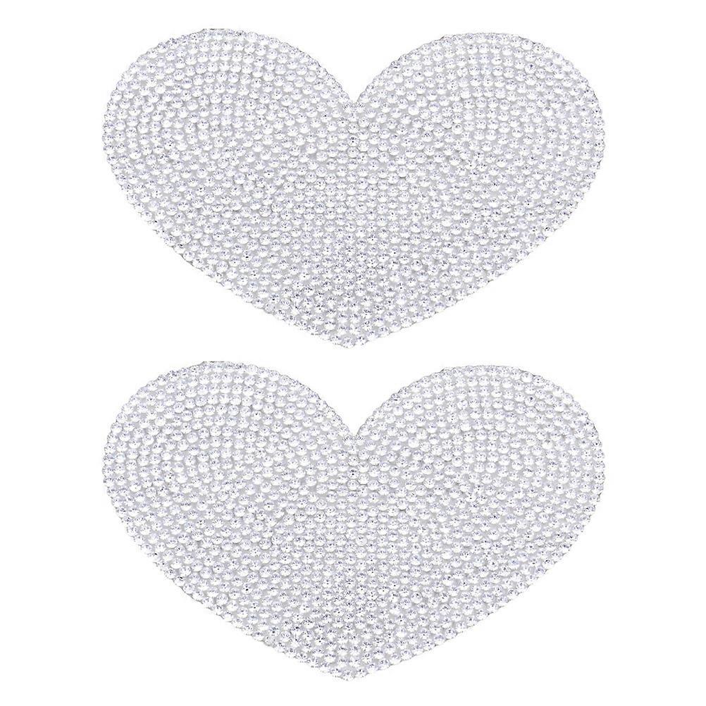 Bling Rhinestone Decals Heart Shape Self-Adhesive for Decoration 2Pcs