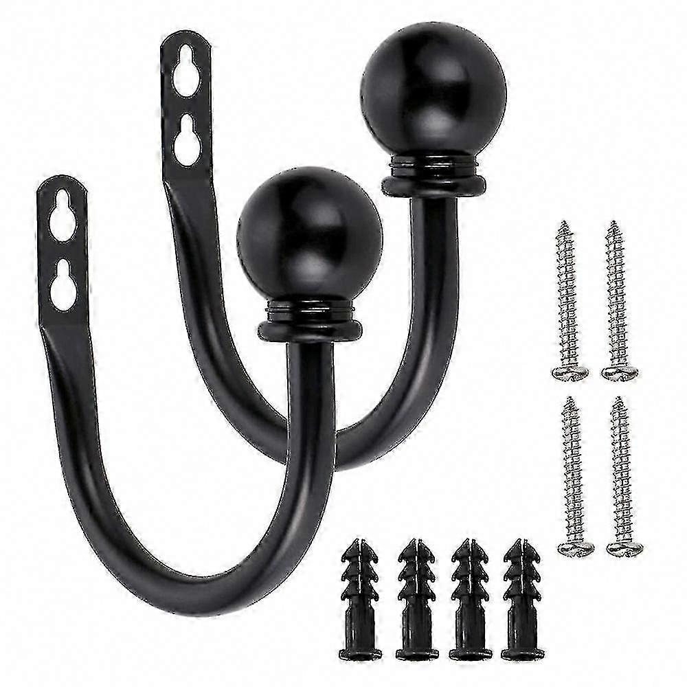 Decorative Round Finials Curtain Holdbacks, Wall Mounted Curtain Hooks for Drapes