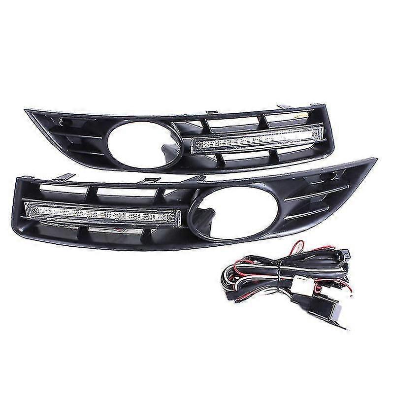 Bumper Fog Grilles + Drl Led For B6 2007-2011 Waterproof