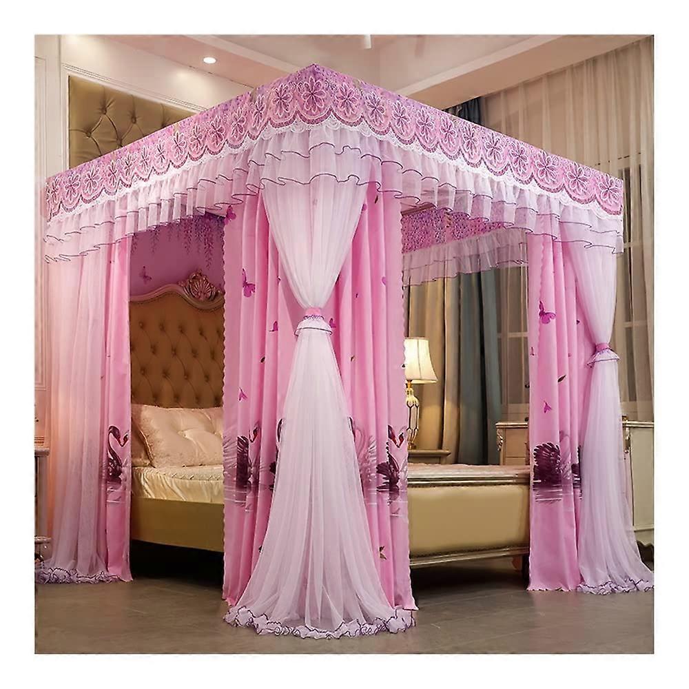 Mosquito Net For 1.5m Bed, Four Seasons Universal Bed Canopy With Shade Fabric, Screen Curtain, Metal Pole, 1.5x2x2m