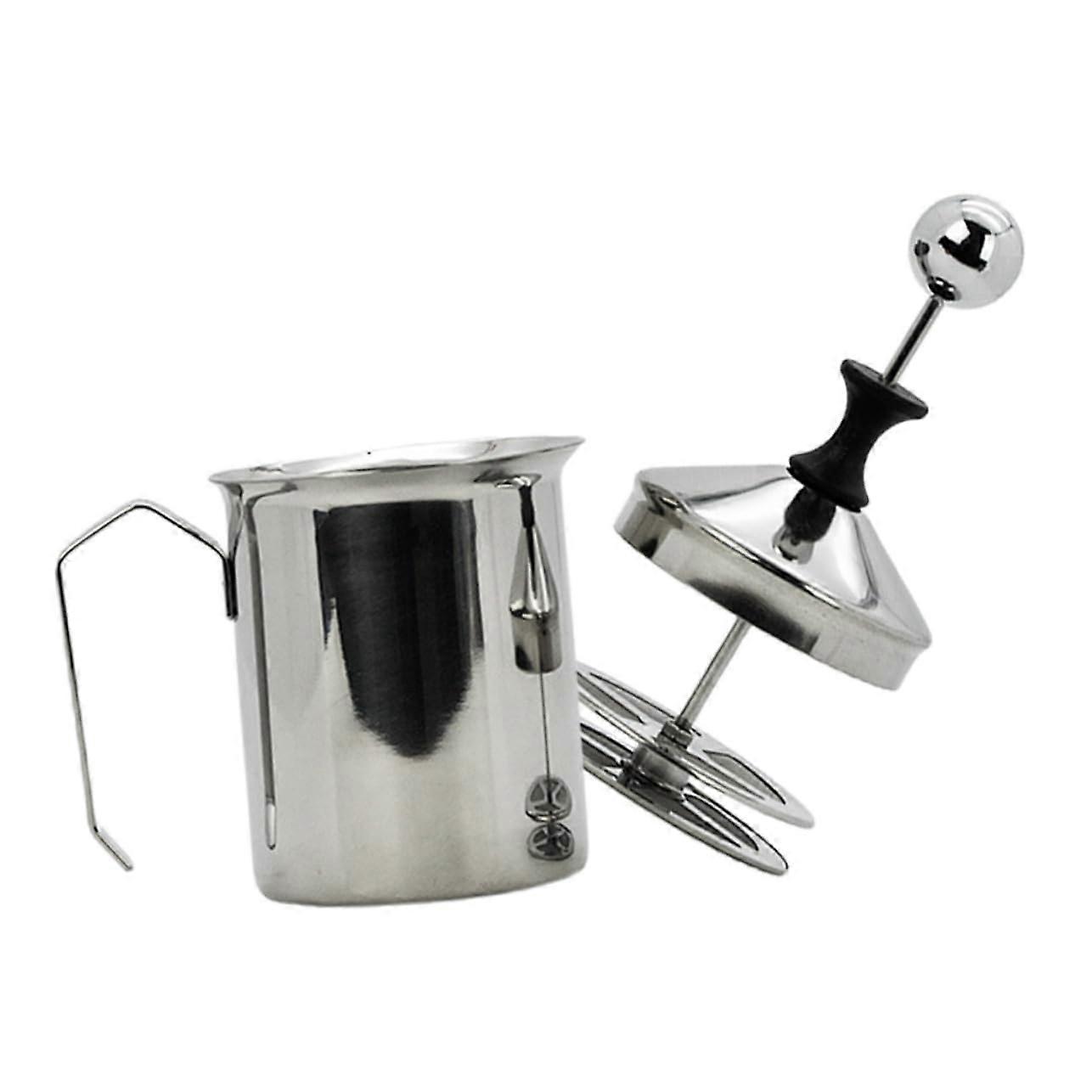 Milk Frother Manual Stainless Steel Milk Jug Beater Kitchen Tool for Frothing Milk at Home Silver Color