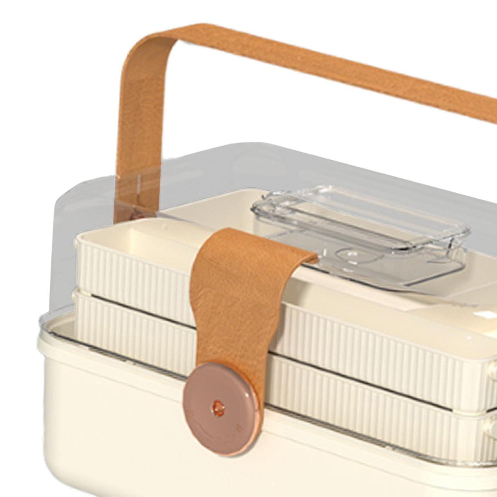 Family First Aid Medical Box with Handle First Aid Case Hiking Workplace Car light brown