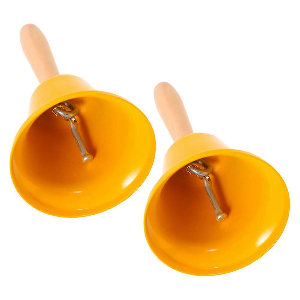 Dinner Bell With Wood Handle Hand Bell For Restaurant Home Loud Sound 2Set