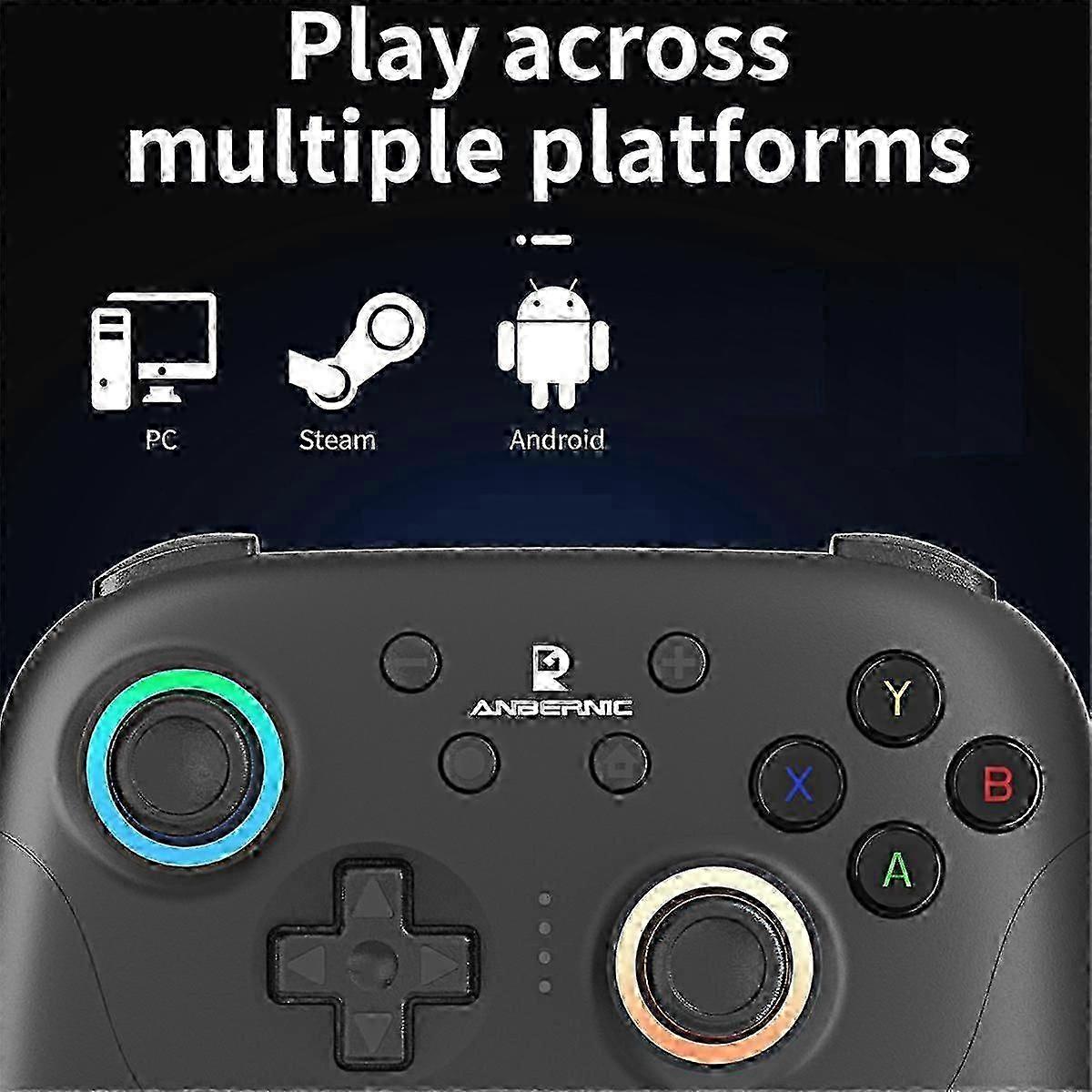 Wireless Bluetooth Game Controller with RGB Joystick for PC, Android, iOS, and Steam