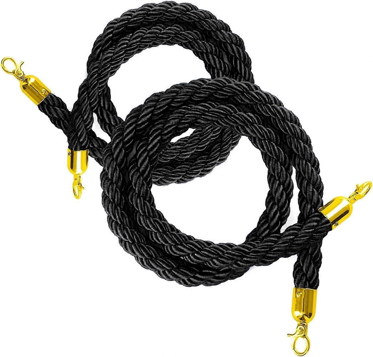 Black Barrier Rope Crowd Control Stanchion for Restaurants, Events – 2 Pack