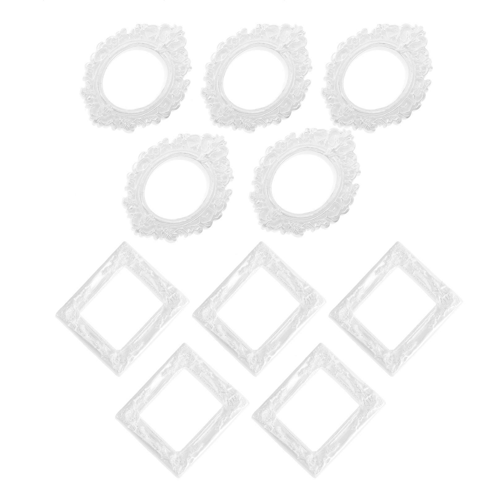 Photo Frame Small Frames Retro Office Decor White Resin 10Pcs