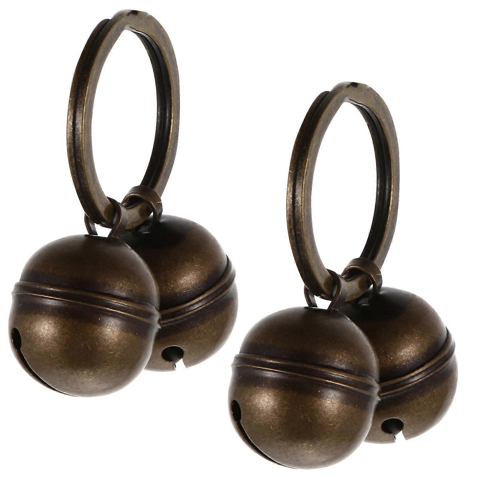 Copper Dog Collar Bells Durable Pet Training Accessories with Keychain Bell for Cats and Dogs 2 Sets for Exciting Pet Activities