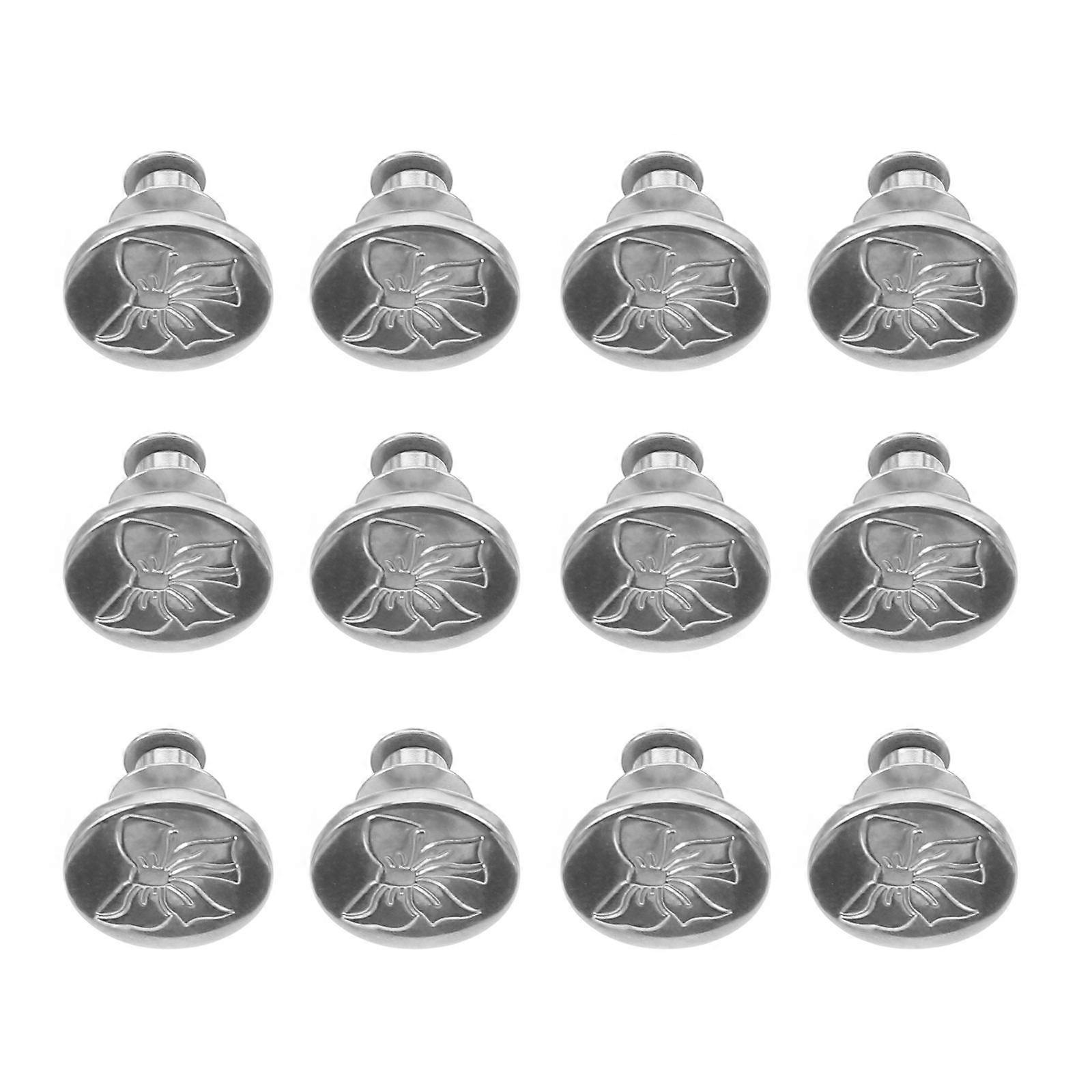 Metal Jean Fastener Instant Buttons Fashionable Jeans Replacement 0.7x0.7x0.6in Silver 12Set