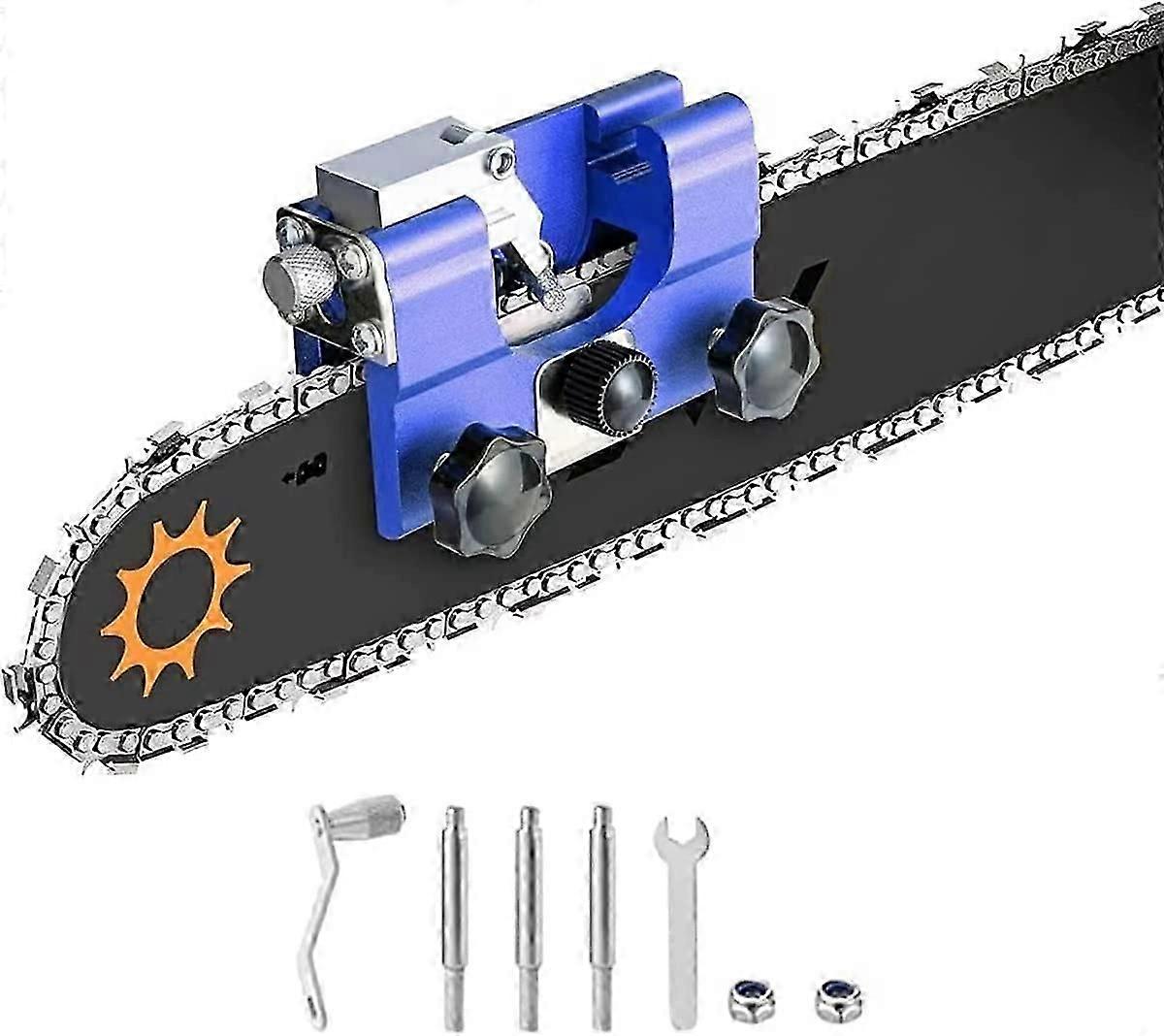 Chainsaw Sharpener, Chainsaw Chain Sharpening Jig Kit with 3 Carbide Knives for All Kinds of Chainsaws, Lumberjack's Hand-Crank Portable Chainsaw Shar