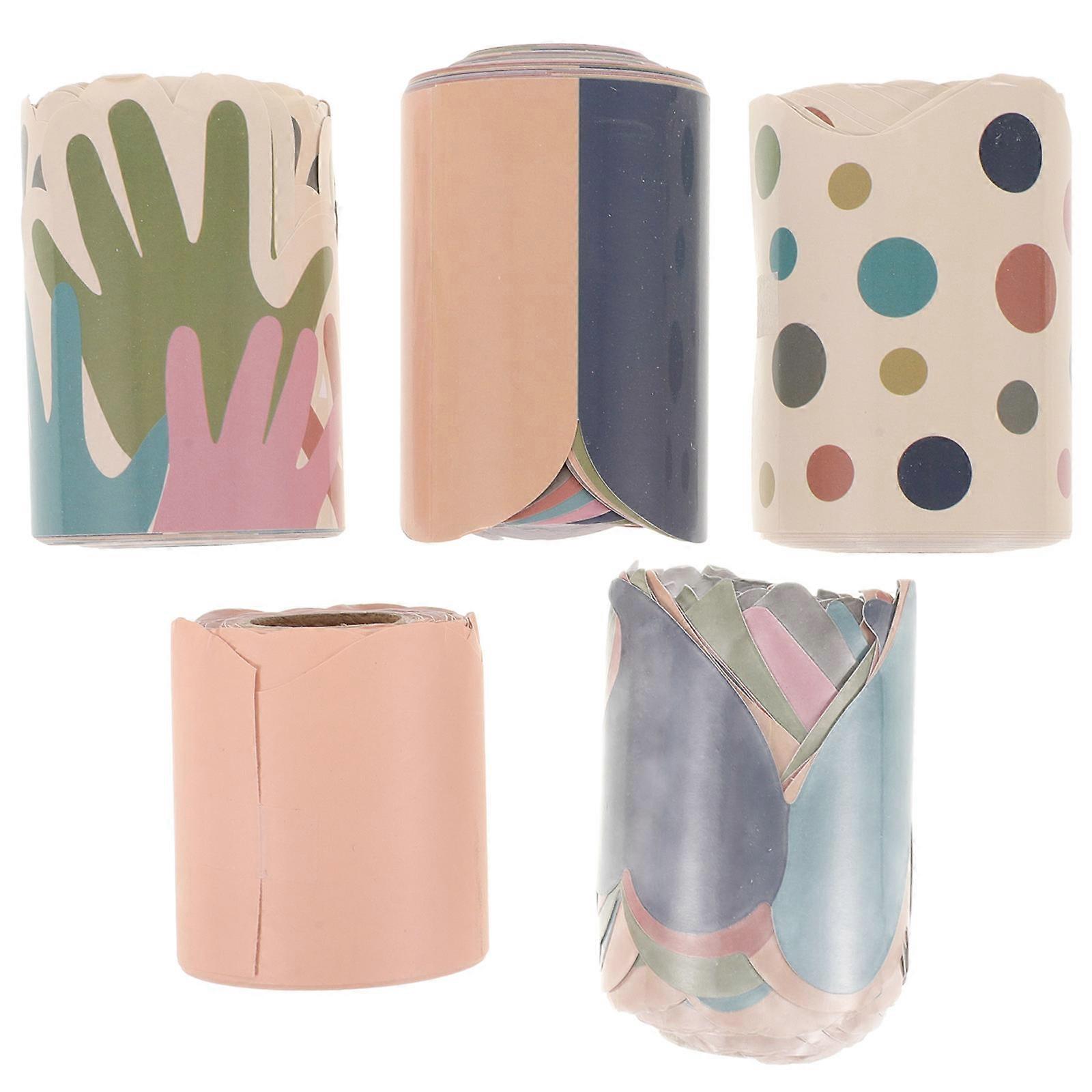 5 Rolls Self Adhesive Bulletin Board Borders Trim Stickers for Classroom School Display Decorative Boho Design