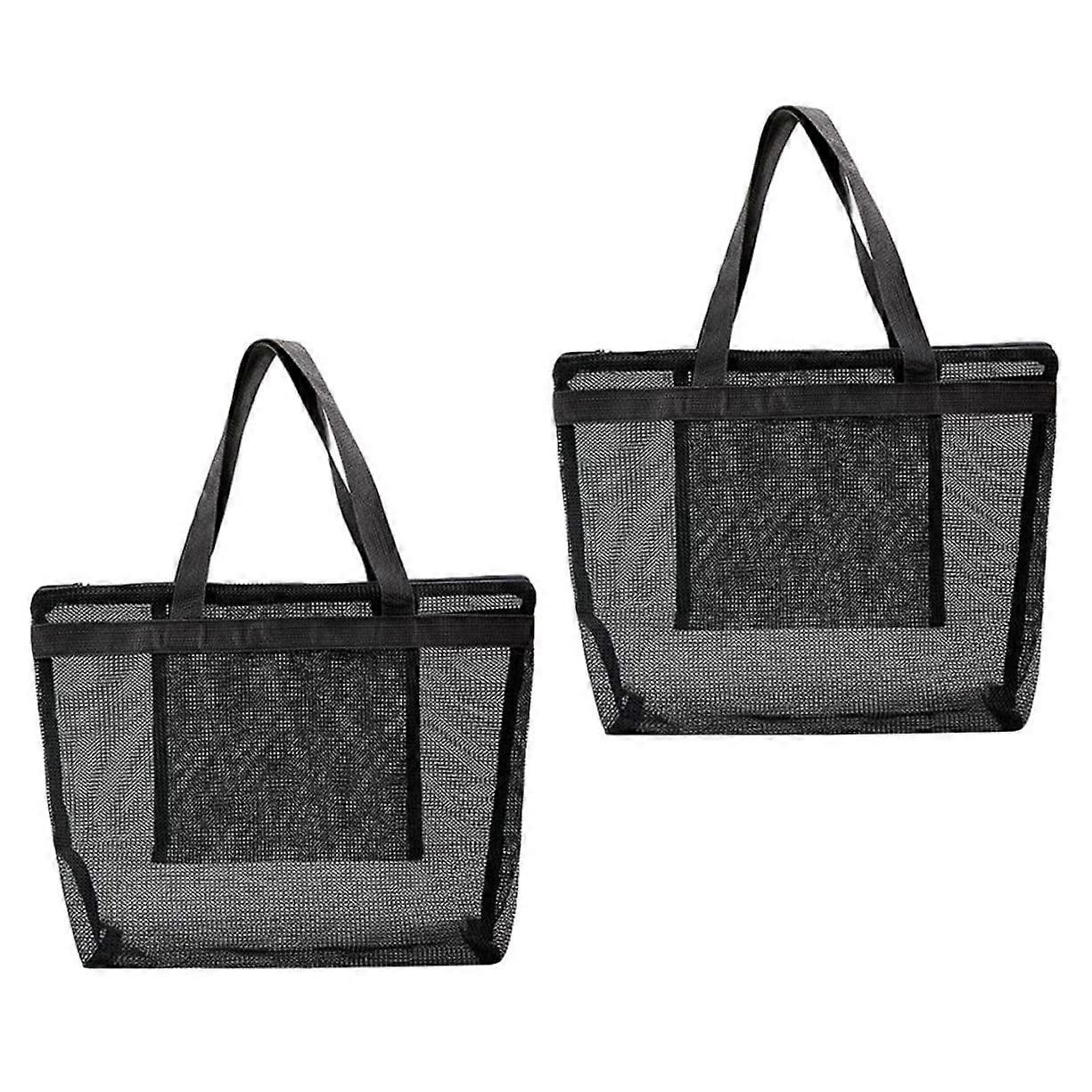 2 x Large Beach Bag Mesh Tote Bag for Travel Outdoor Practical Bath Bag with and for Swimmers Campers