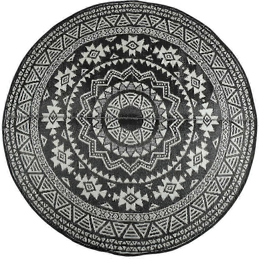 Esschertデザインの屋外用ラグ - パティオと庭の装飾のための180 cmの黒と白