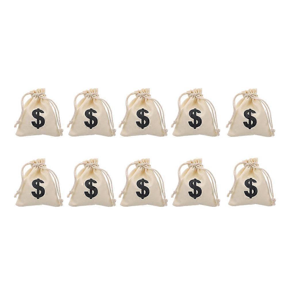 10pcs Canvas Drawstring Bags with Pattern   Ideal for Party Favors, Storage, Festivals, and Special Occasions