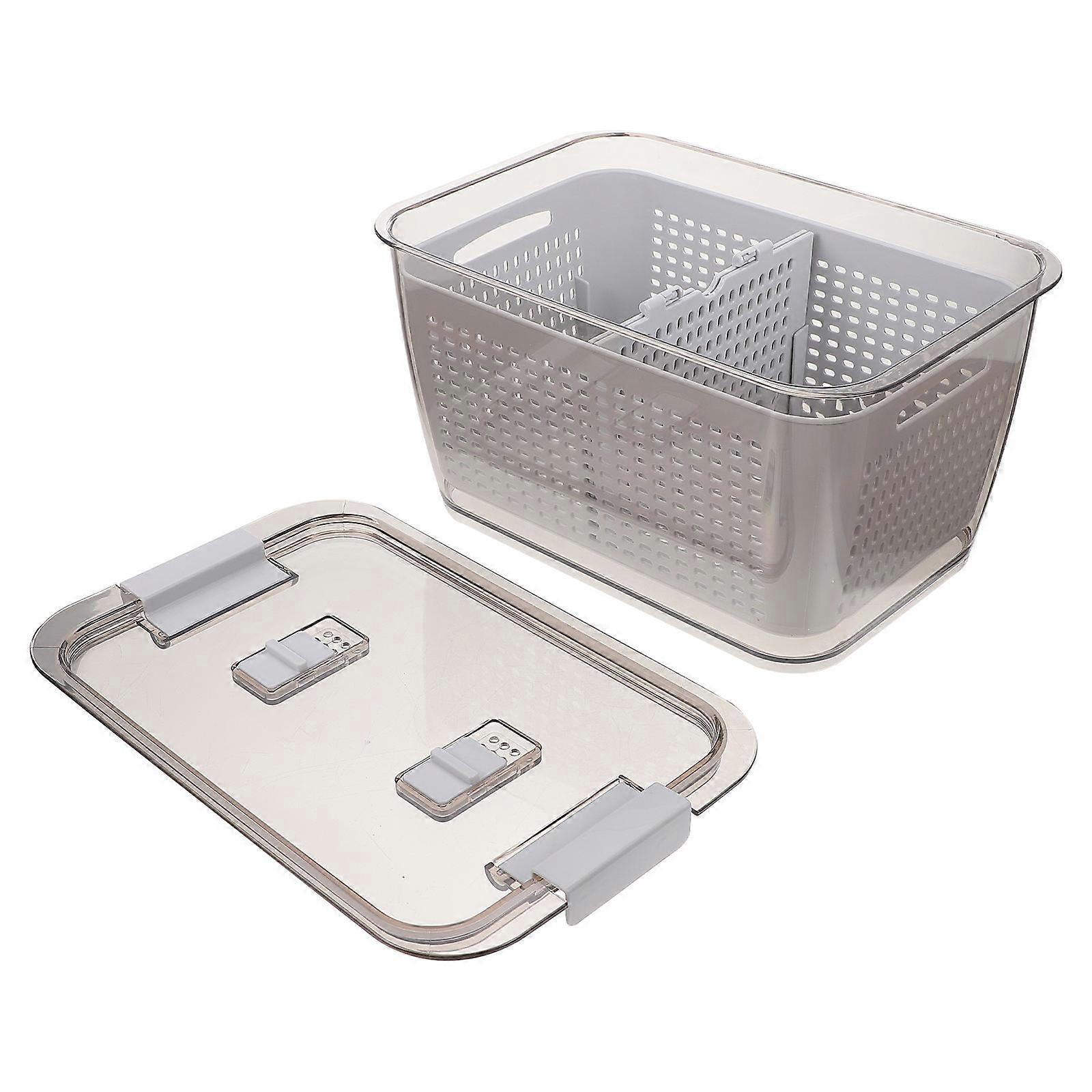 Brown Draining Crisper with Water Basket Design for Food Storage in Fridge 1Pc PET PP ABS