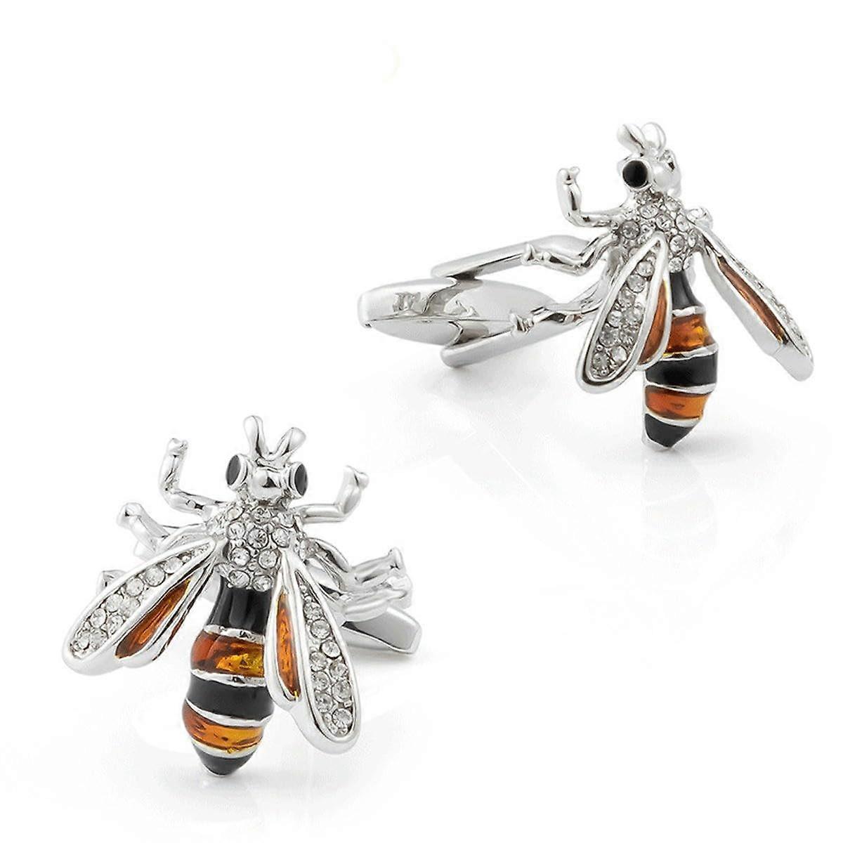 Bee Shaped Metal Diamond Inlaid Men's Cufflinks