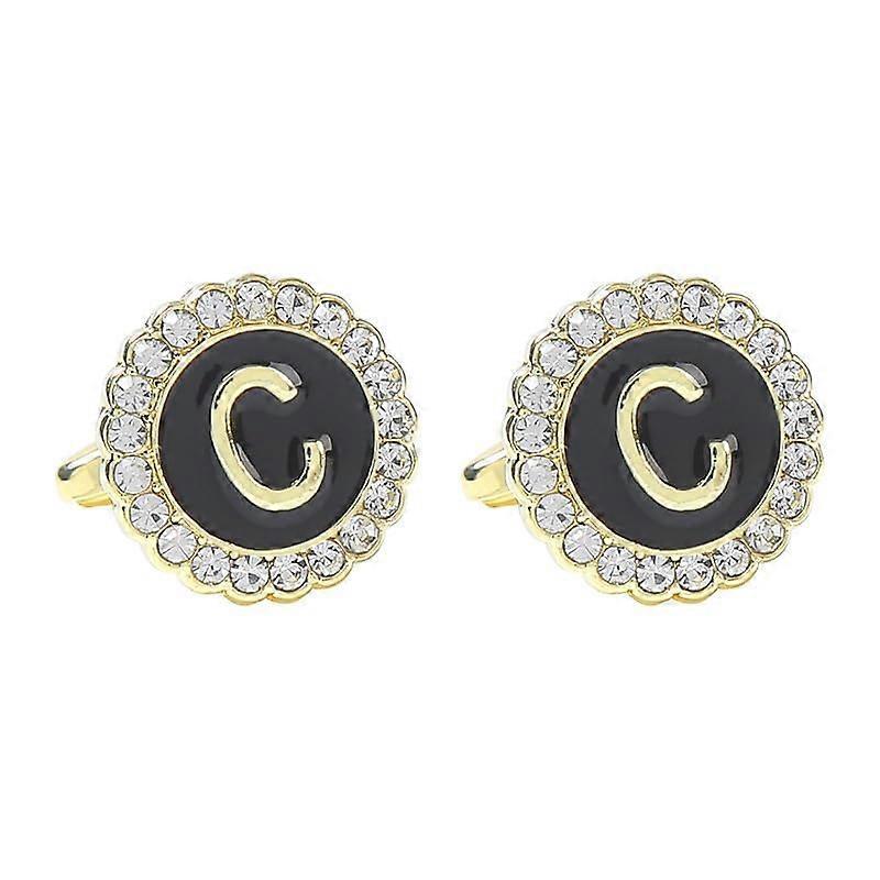 Cufflinks For Men 1 Pair Round Diamond Cufflinks With 26 Initials For French Blazer Shirt Elegant Style