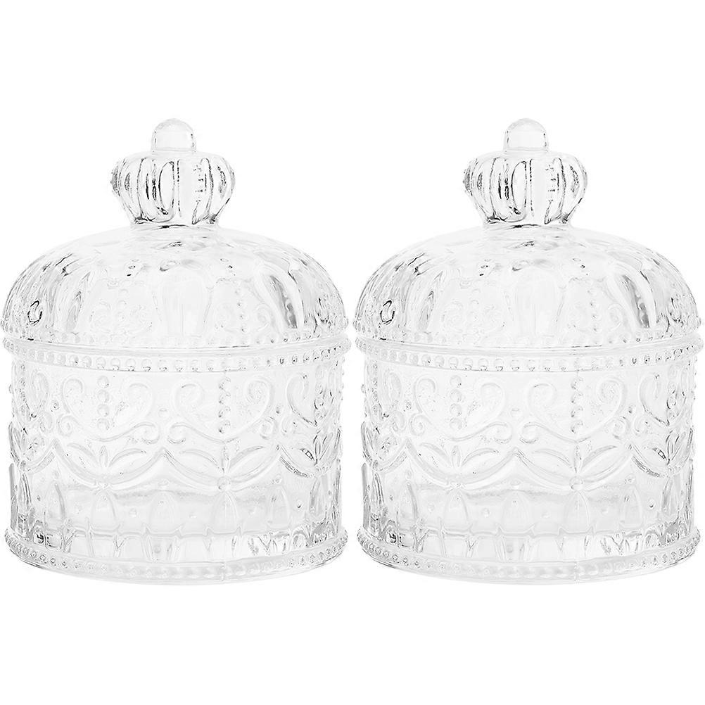 Glass Candy Jar with Lid for Home 2Pcs Transparent Storage Container