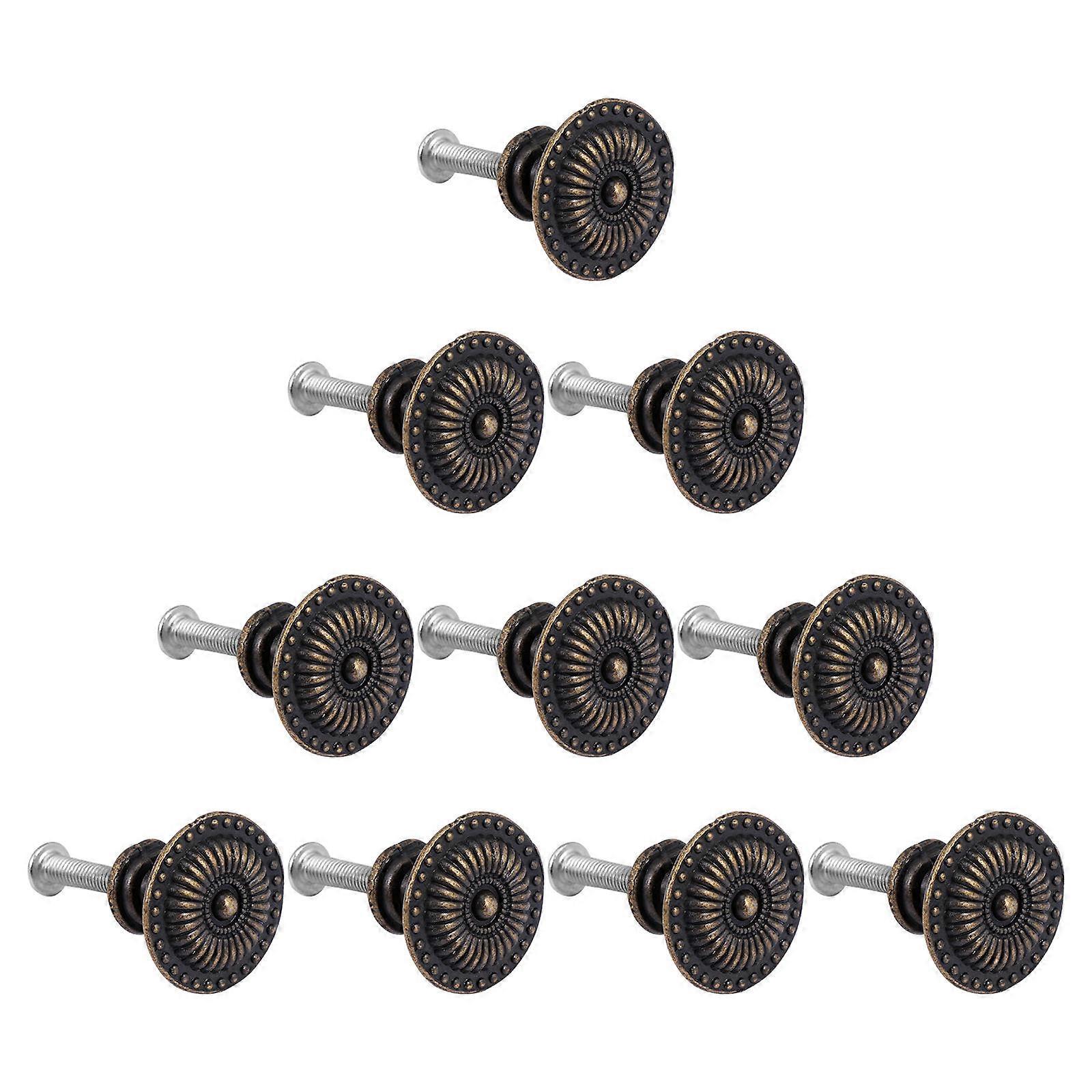 Vintage Pull Handles Durable Aluminium Alloy Cabinet Drawer Knob Replacement Round Head 10Pcs