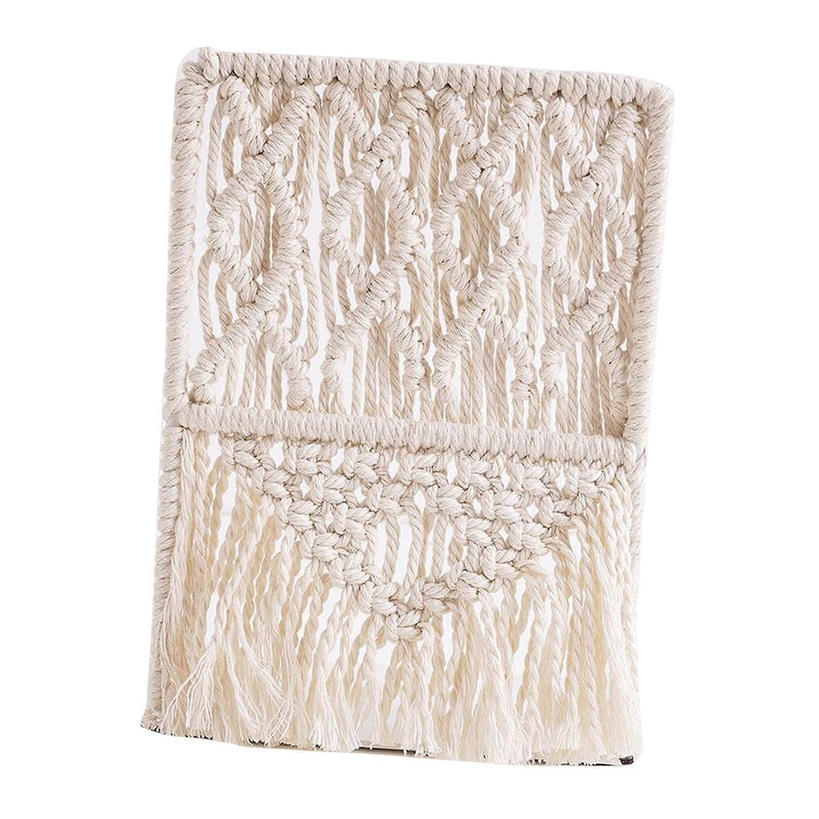 Boho Macrame Bookends Bookshelf Bookend Stopper Organizer Non Slip Iron Bookends for Cookbooks Magazines Library Diamond