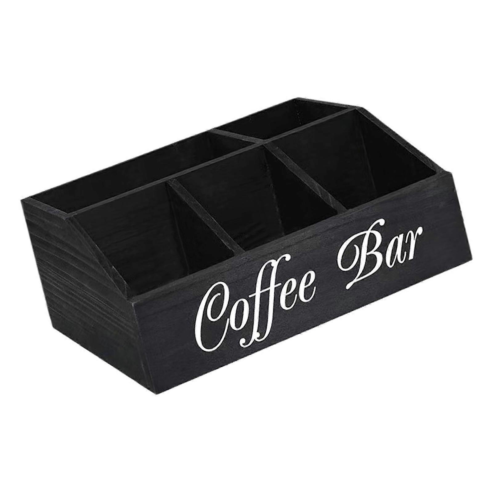 רב תכליתי אביזרי קפה קופסת אחסון ארגונית תבלינים תה מעץ טבעי עם מספר תאים ססגוניים