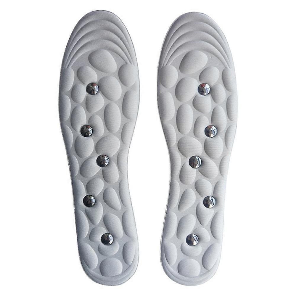 1 Pair 10 Magnetic Stones Massage Insoles Breathable Sweat-Absorbent Imitation Pebble Magnetic Insoles