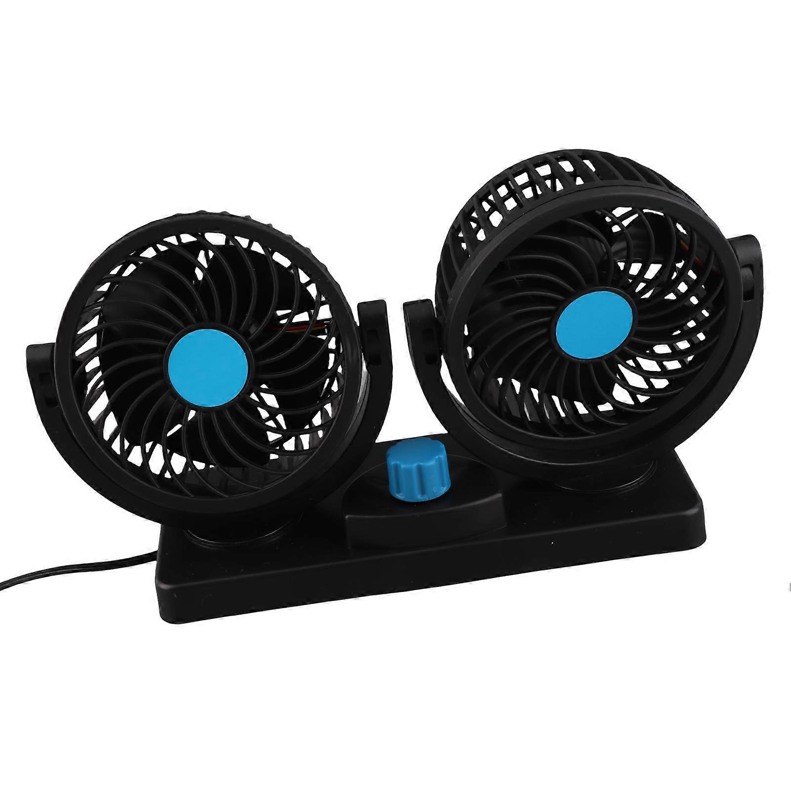 Double Head Car Fan 12V Dashboard Fans 360 Degree Rotatable Seat Fans for Car SUVs RV 