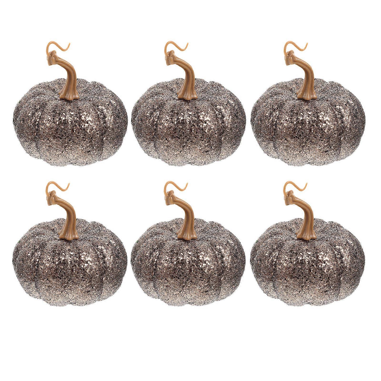 Halloween Pumpkin Ornaments Artificial Halloween Pumpkins Decorative Items Golden 3.14in x 3.14in x 3.14in Decoration 6Pcs