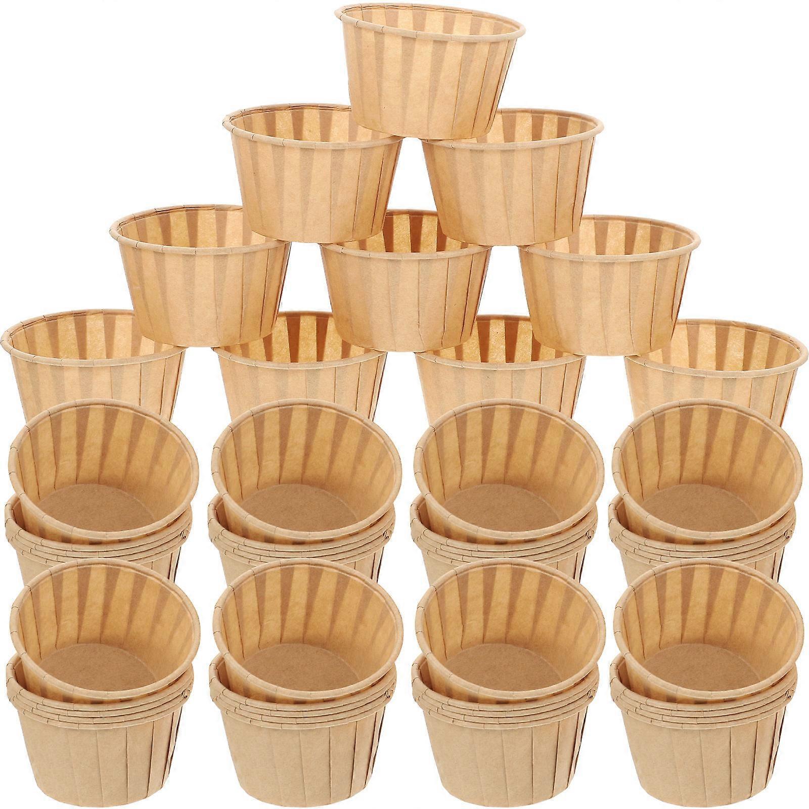 Paper Cupcake Cases Compact Thickened 6.8X3.9CM Beige For Special Events 50Pcs