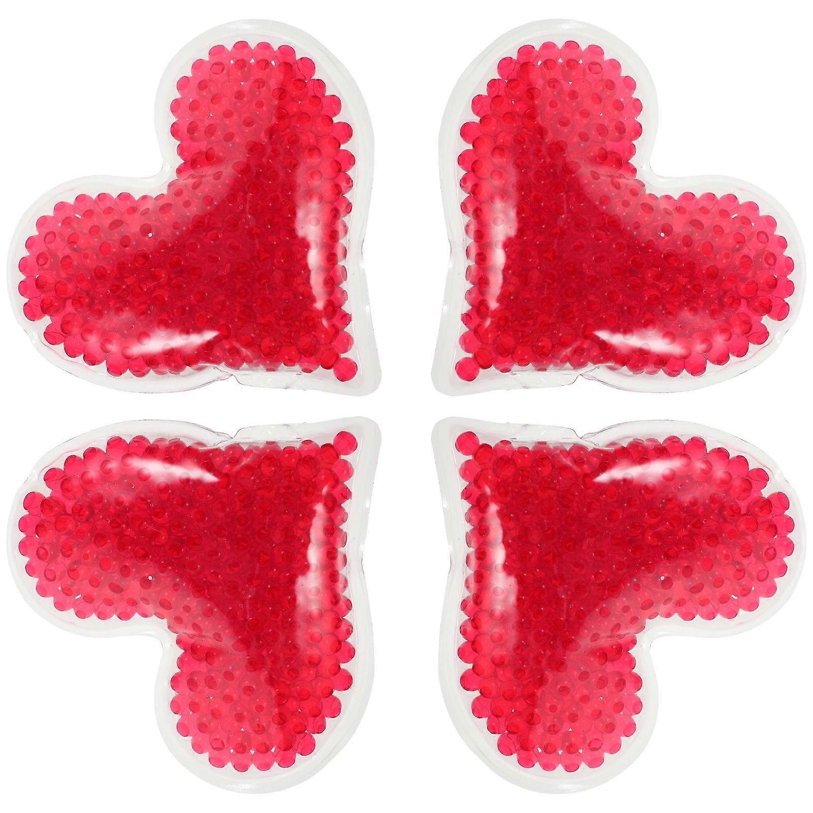 Gel Ice Pack For Shoulder Injuries Care Reusable PVC Material Adults Home Use Red Heart Shaped 4Set