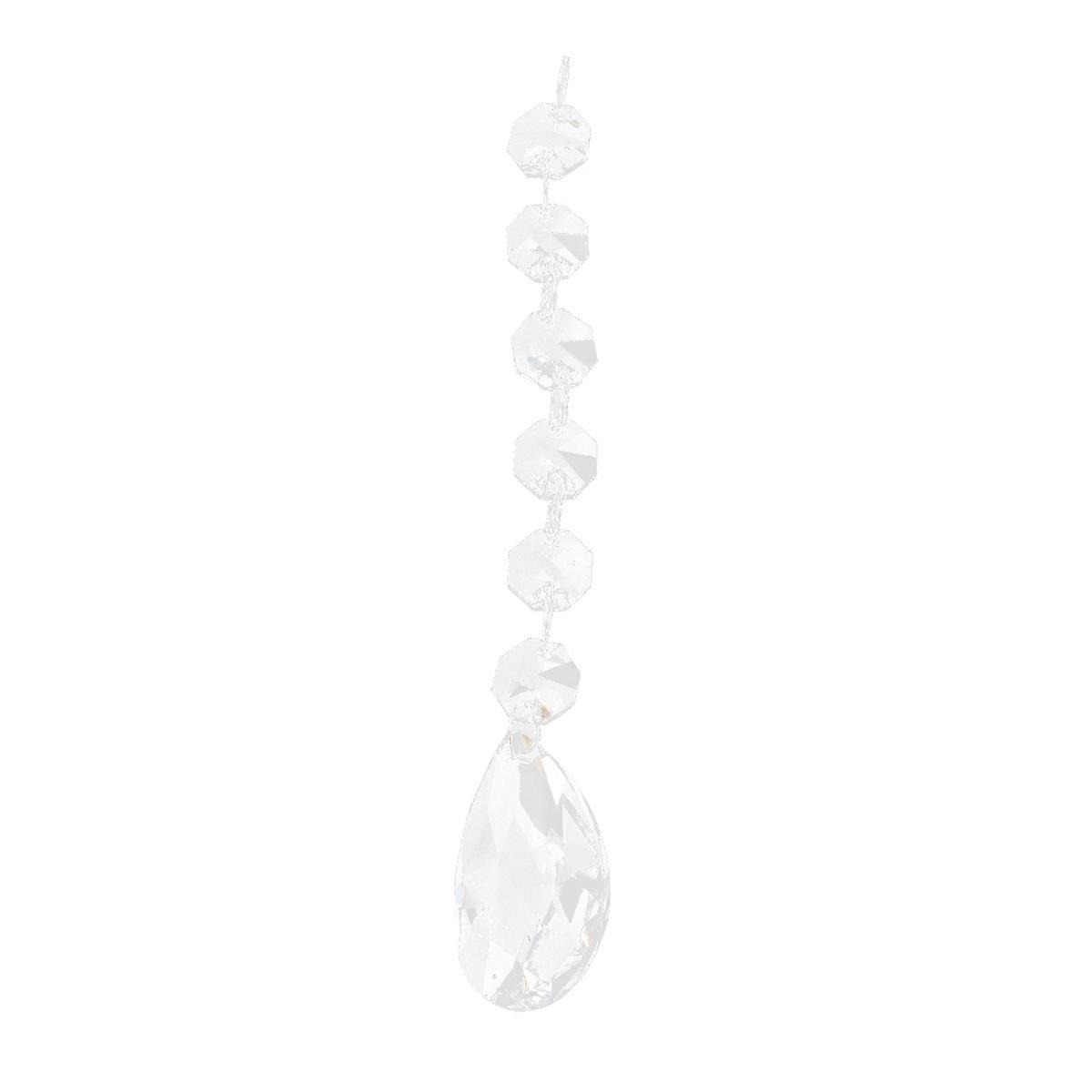 Clear Glass Crystal Beads Garland with 6 Balls and Teardrop for Decoration Use