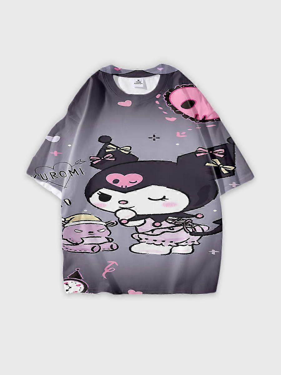 T-shirt girocollo Cartoon Pattern manica corta sciolta B331