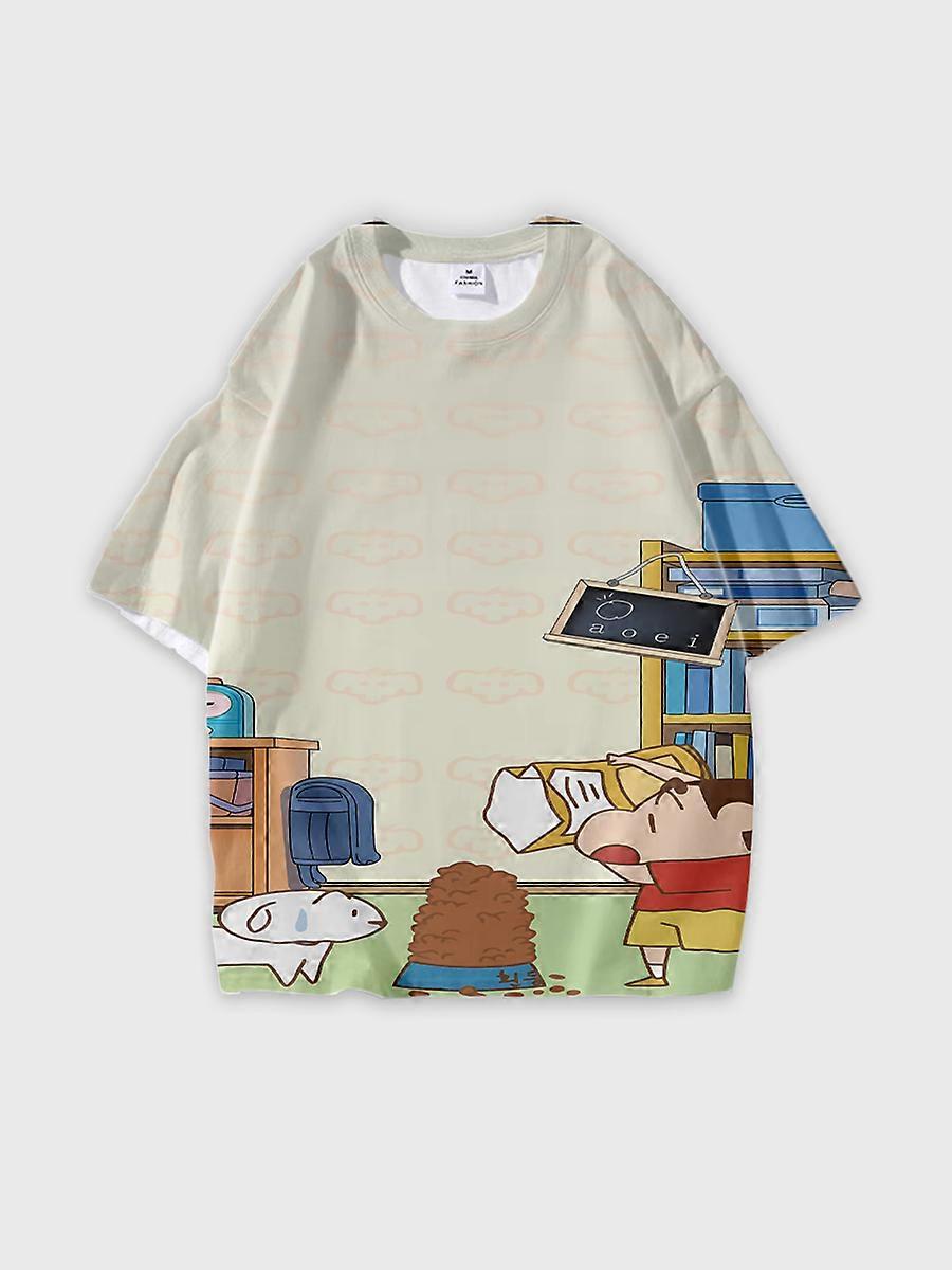 T-shirt girocollo Cartoon Pattern manica corta sciolta B1921
