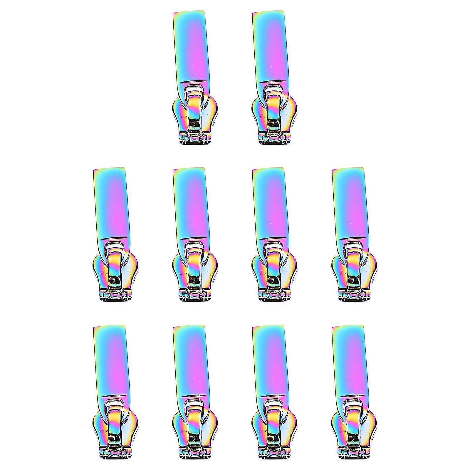 10 Pcs Multi-Colored Zipper Pull Tabs Metal DIY Craft Accessories Replacement For Damaged Zippers Suitable For Customization Projects
